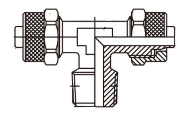"T" pipe clamp fitting + central male thread