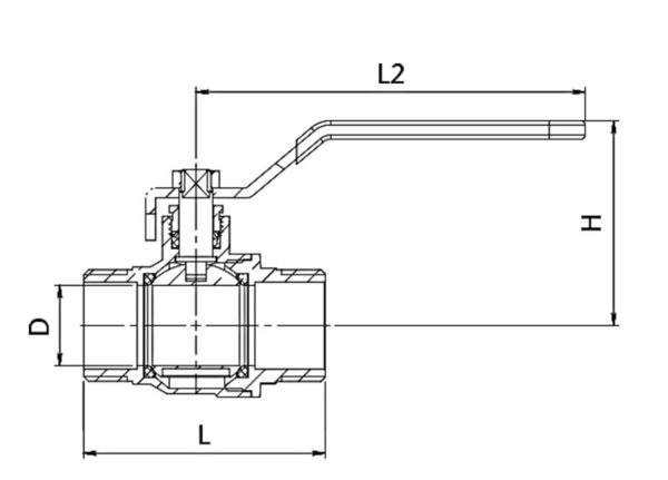 Line valve with ball closing handle M-M