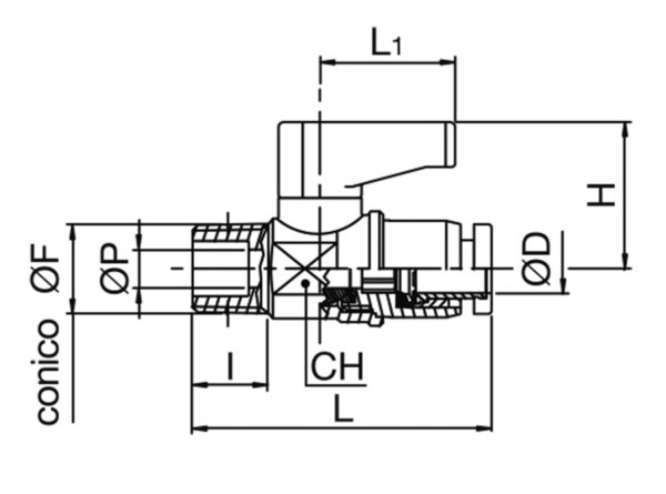 Sphere / tube tube micro tap (bicone)